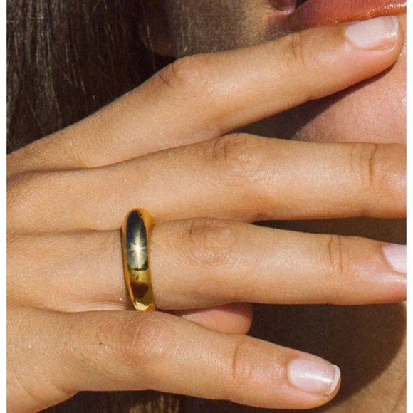 Gold Dome Ring Waterproof Stacking Ring Non-tarnish Gold Ring sz 6-8 PRETTY - Picture 3 of 15